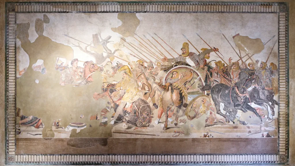 Mosaic of Alexander the Great depicting the Battle of Issus, preserved in the National Archaeological Museum of Naples