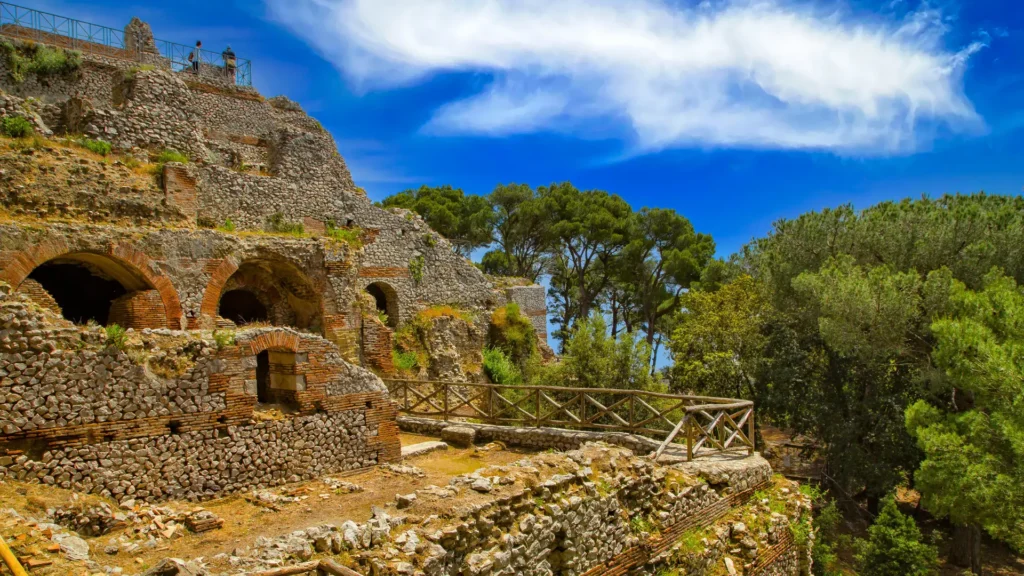 An ancient Roman villa on Capri, built by Emperor Tiberius as one of his imperial residences