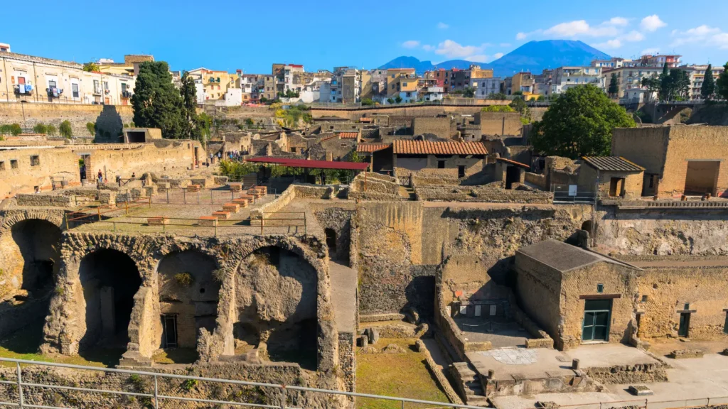 House of the Wooden Partition in Herculaneum, featuring well-preserved wooden sliding doors