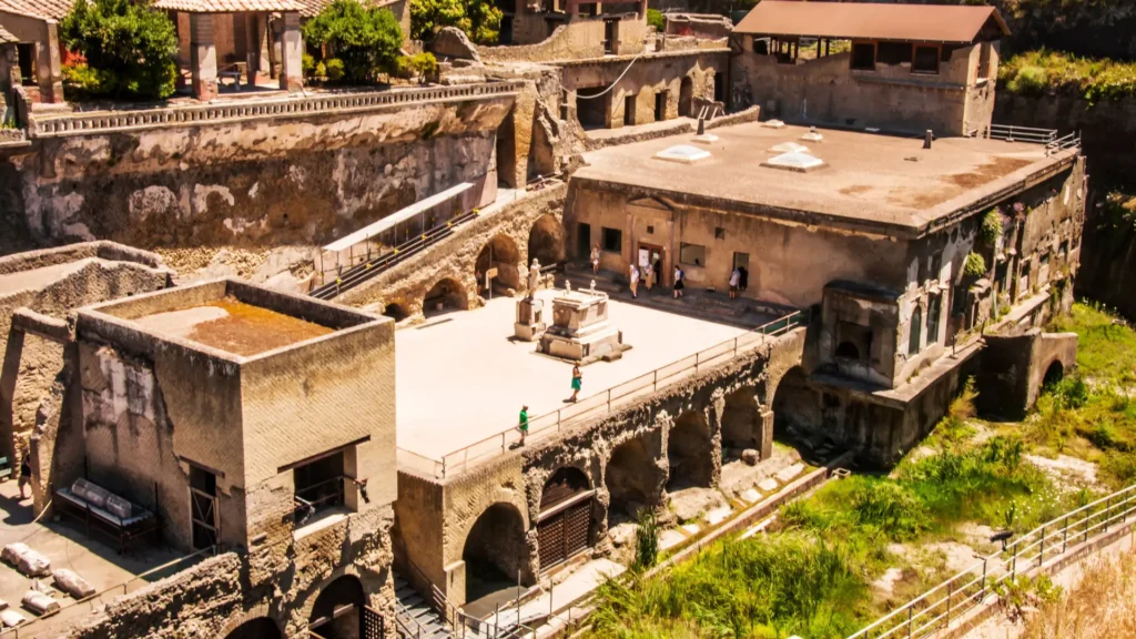 The Forici in Herculaneum, an ancient Roman structure with well-preserved frescoes and columns